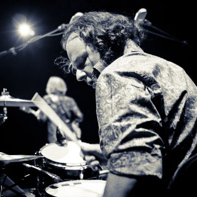 Photo of Ralph Salmins playing drums